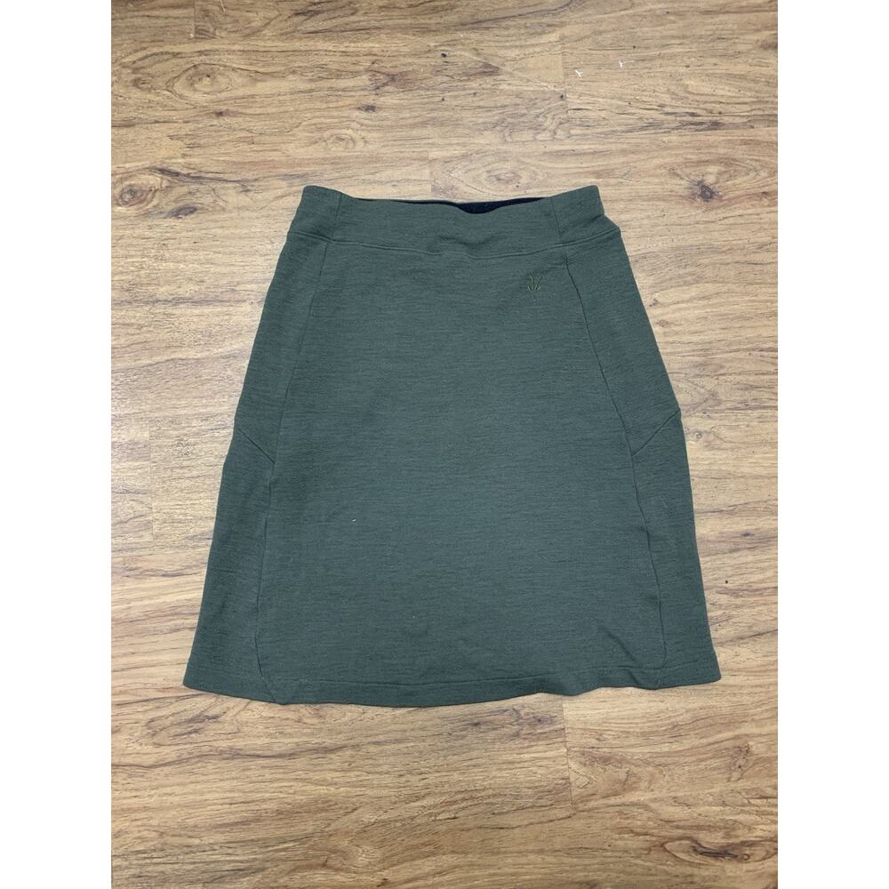 Ibex Pull On Skirt Zque Merino Wool Womens Sz Small USA Made Active Olive Green
